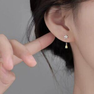 Elegant Silver and Yellow Star Drop Earrings